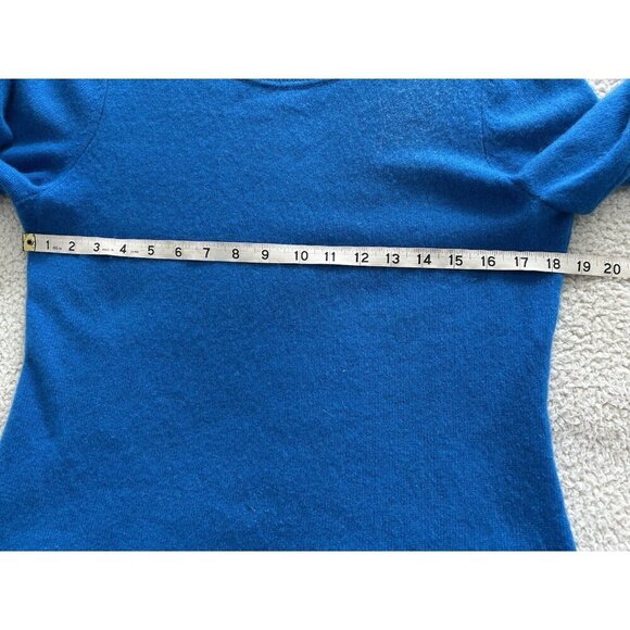 Lord & Taylor 100% Cashmere Round Neck Sweater Women Turquoise Blue Size L - Picture 7 of 7